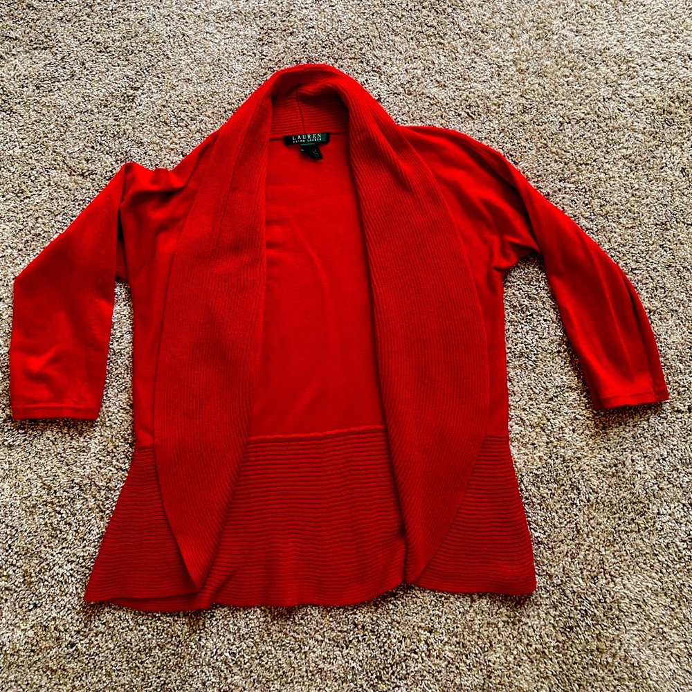 Lauren 3/4 sleeve red cardigan - size S